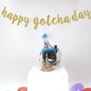 Happy Gotcha Day Banner, Pet Adoption Party Decorations Supplies, Dog Cat Gotcha Party Bunting Garland, Pre-assembled (Gold Glitter)