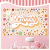 Groovy Party Backdrop Banner Hippie Birthday Two Groovy Party Decoration Daisy Flower Boho Party Photography Backdrop Groovy Party Supplies(6 x 3.6 ft)