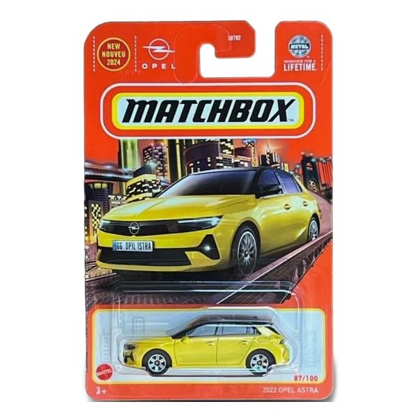Matchbox 2022 Opel Astra Diecast Car, 1:64 Scale, Yellow