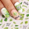 12 Sheets Summer Leaf Nail Art Stickers 3D Self-Adhesive Nail Decals Nail Art Supplies Palm Leaves Clover Nail Design for Women Manicure Nail Decorations Accessories