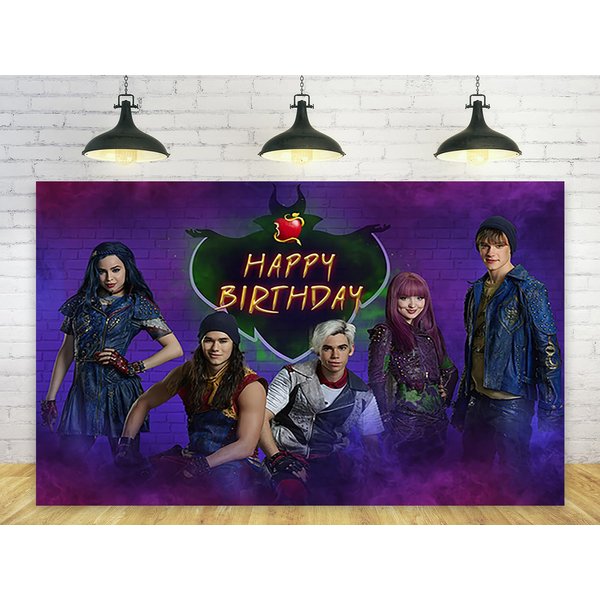 Descendants Backdrop for Birthday Party Decorations Bbay Shower Background for Party Cake Table Decorations Descendants Theme Banner 5x3ft