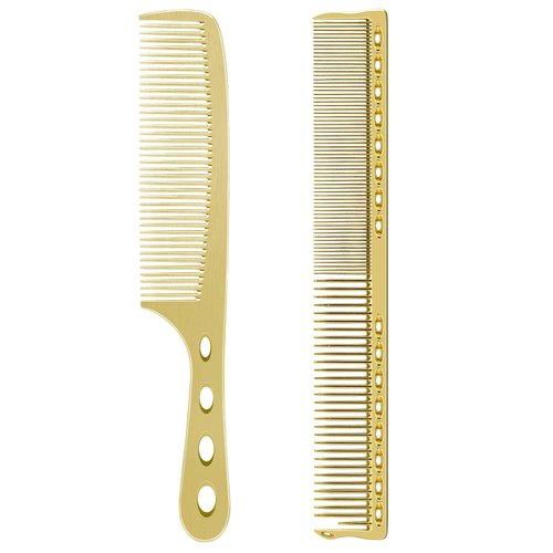 Hair Styling Comb,2PCS Metal Combs For Hair Women,Space Aluminum Stainless Steel Anti-static Sparse Haircut Comb Beauty Tool(Golden)