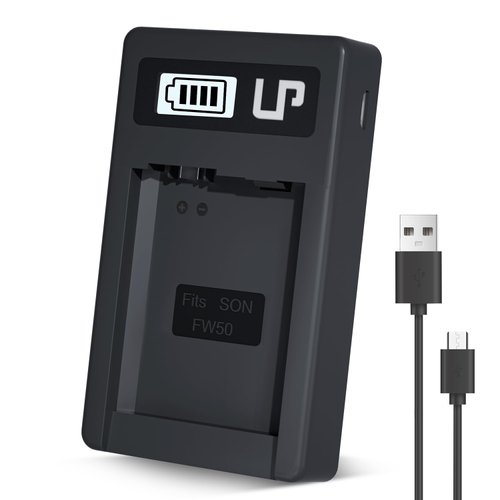 NP-FW50 Battery Charger, LP LCD Display USB Charge Port Station, Compatible with Alpha A6000, A6400, A6100, A6300, A6500, A5100, A7, A7 II, A7R, A7R II, A7S, A7S II, RX10, NEX-3/5/7 Series & More