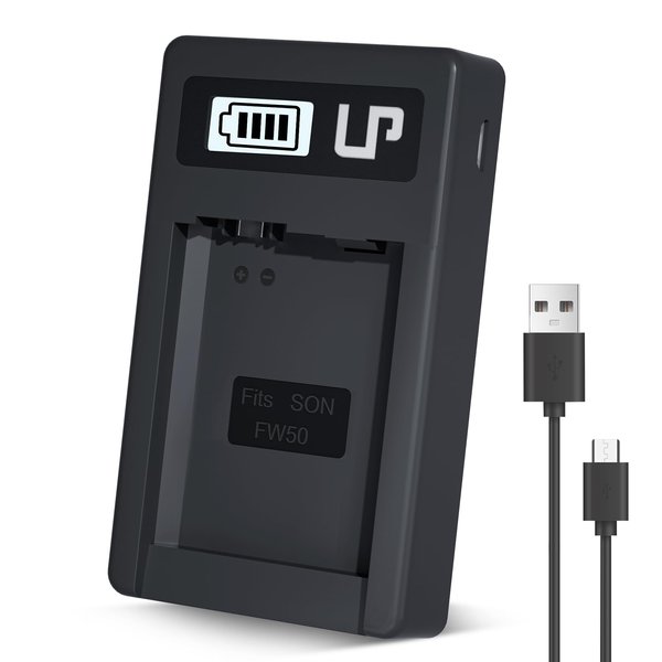 NP-FW50 Battery Charger, LP LCD Display USB Charge Port Station, Compatible with Alpha A6000, A6400, A6100, A6300, A6500, A5100, A7, A7 II, A7R, A7R II, A7S, A7S II, RX10, NEX-3/5/7 Series & More