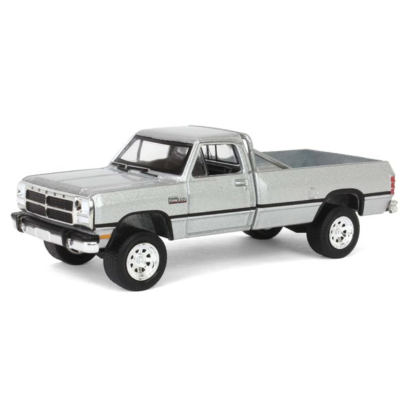 Truck 1/64 1992 Dodge Ram D250 Power Ram Lifted Rollbar Silver All-Terrain 16 35290-F