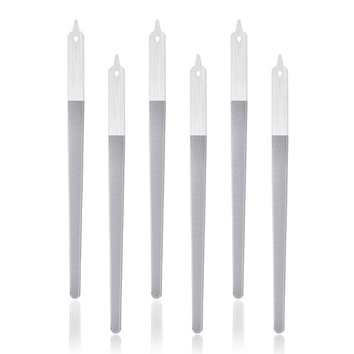 6Pcs Metal Nail Files Nail File Diamond Dust for Natural Nails Stainless Steel Nail Files with Pointed Tip Non Slip Handle Fingernail Files Diamond Nail File for Salon and Home, 8 Inches