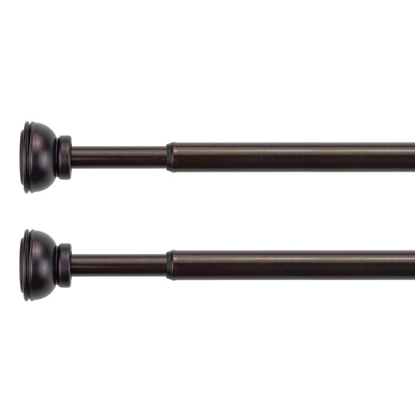 KXLIFE 1/2-inch Decorative Spring Tension Curtain Rod 2 Pack, Tension Drapery Rod for Window, Café Rod Bronze, 22-36 Inch