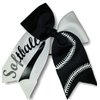 Softball Bows Black and White Hair Bow Baseball Laces