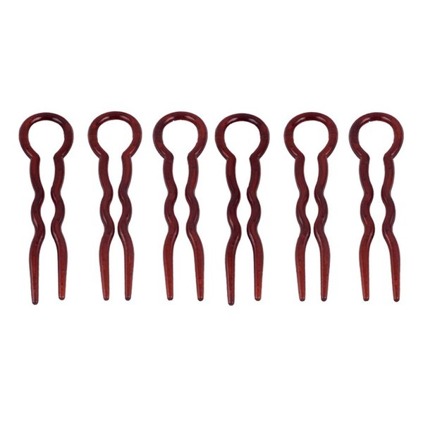 6 Pieces Plastic Hair Pins U Shaped Hair Pins Fast Spiral Hair Braid Twist Styling Clips Hairdressing Accessories For Women Girl Lady, Brown