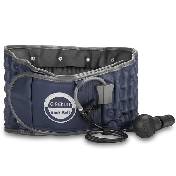 GINEKOO Decompression Back Belt Spinal Air Traction Belt for Lumbar Support and Lower Back Pain, Back Support & Lumbar Traction Belt, Navy Blue(29-49 inch Waists)