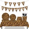 40pcs Animal Leopard Print Party Napkins Disposable Jungle Animal Leopard Print Tableware Dinner Napkin for Safari Leopard Themed Birthday Baby Shower Party Supplies