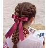 Silky Satin Ribbon Bow Hair Clips for Women Bowknot Hair Ponytail Holder Accessories for Women Girls Toddlers Teens Kids Party Wedding Prom Daily Outfits (Wine Red*2)
