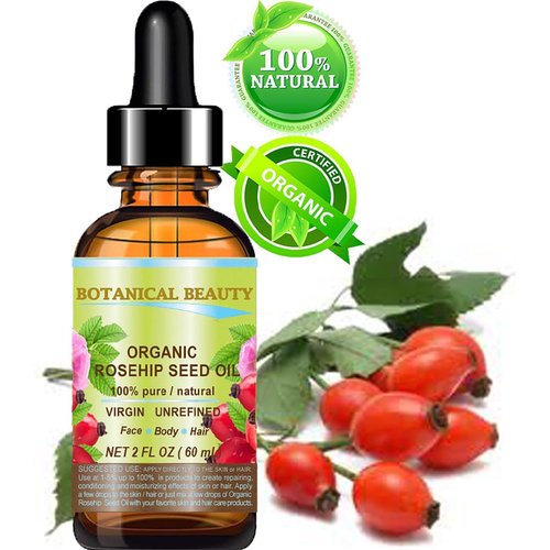 Botanical Beauty ORGANIC ROSEHIP SEED OIL Pure For Face, Skin, Hair and Body. Anti-Aging Moisturizer Facial Oil 2 Fl oz 60 ml