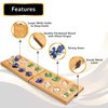 Point Games Solid Pine Mancala - Folding Board Game with Blue, Green, White Marbles- Portable Strategy Travel Game - Recommended Ages 6+