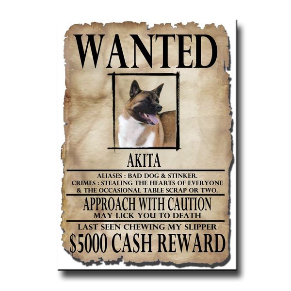 Akita Wanted Poster Fridge Magnet Funny