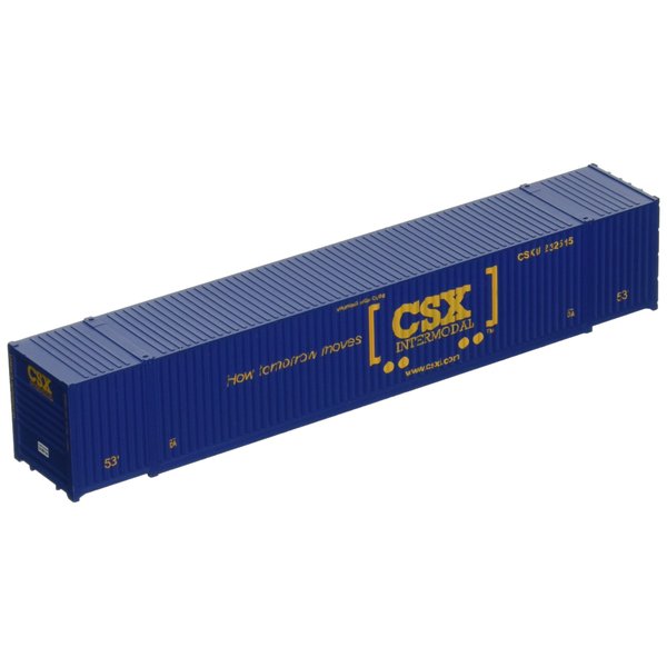 Walthers SceneMaster HO Scale Model of CSX Transportation (Blue, Yellow; Boxcar Logo) 53' Singamas Corrugated Side Container,949-8502