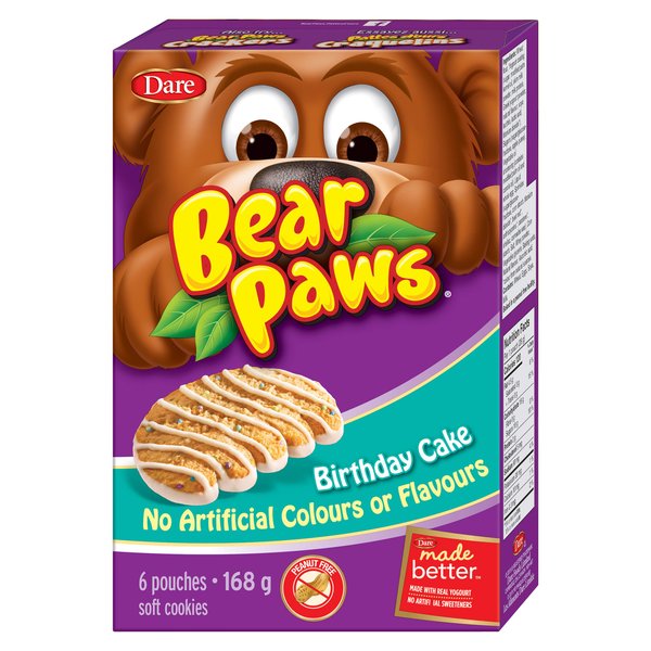 Dare Bear Paws Birthday Cake Soft Cookies 168g - Peanut Free - {Imported from Canada}