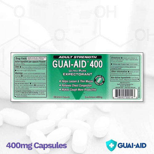 GUAI-AID 100 400 "Ultra-Pure Guaifenesin Gelatin Capsules