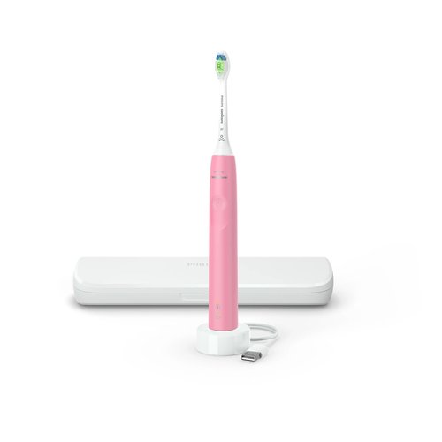 PHILIPS Sonicare Electric Toothbrush, Phillips Sonicare Rechargeable Toothbrush with Pressure Sensor, Sonic Electronic Toothbrush, Travel Case, Pink