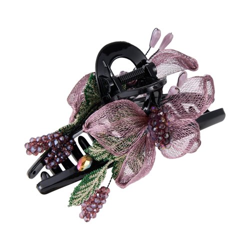 Hair Clips for Women - Copper Wire Hand-woven High-level design Hair Claws Elegant Flower Hair Accessories, Crystal Hair Claw Barrettes for Girls Thin Thick Hair, Mother's Day Gifts (Pink)