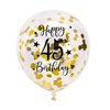 Gold 45th Confetti Latex Balloons, Woman or Man Happy 45 Years Birthday Party Balloon Decoration With Confetti, 12in, 16 Pack