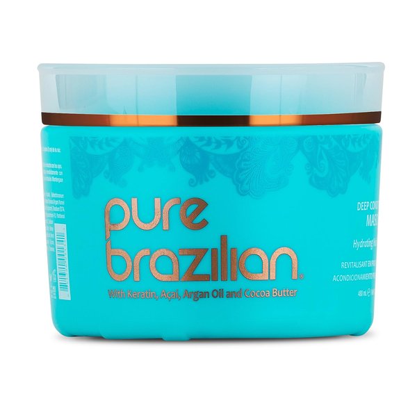 Pure Brazilian Deep Conditioning Masque - Deep Conditioner Hair Treatment with Brazilian Keratin, Acai, and Arginine - 16 Fl Oz