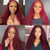 Gozebu 99j Burgundy Lace Front Wigs Human Hair Pre Plucked 13x4 Deep Wave Lace Front Wigs Human Hair Deep Curly Human Hair Lace Front Wigs 180% Density Glueless Wigs with Baby Hair (22 Inch)