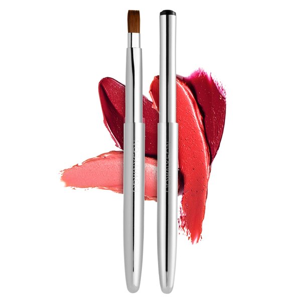 Rownyeon Travel Retractable Lip Brush Applicators Flat for Lipstick Gloss Creams Portable with Cap, Professional Makeup Brush for Women Girls As Christmas Gift and Halloween Makeup Tools