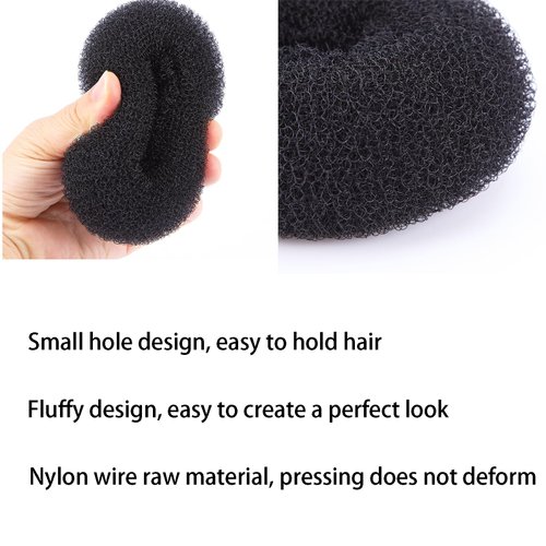 Bestac 6 PCS Extra Small Hair Bun Maker for Kids, Chignon Hair Donut Sock Bun Form for Girls, Mini Hair Doughnut Shaper for Short and Thin Hair (Small Size 2.4 Inch) (Black)