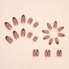 ANDGING French Tip Press on Nails Almond Short Fake Nails with Gold Curved Light Leopard Design Glue on Nails for Women Acrylic Gel Stick on Nails with Glue False Nails for Wedding Birthday 24Pcs L56