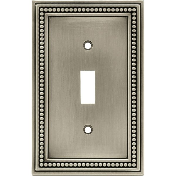Brainerd 64905 Beaded Single Toggle Switch Wall Plate / Switch Plate / Cover, Brushed Satin Pewter