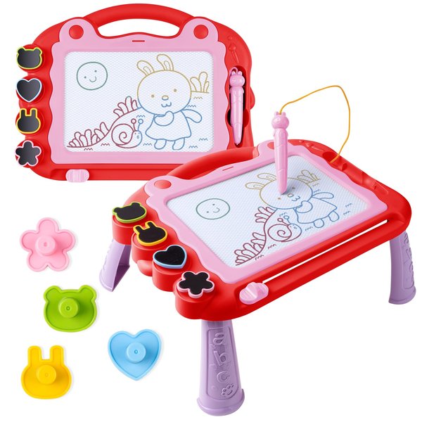 Magnetic Drawing Board Sketch Doodle for 3 4 5 Year Old Baby, Erasable Doodle Board for Kids, Toddlers Toys 3-5 Year Old, Educational Learning Toys Age 4 5 6 for Boy Girl Birthday Gift, Red