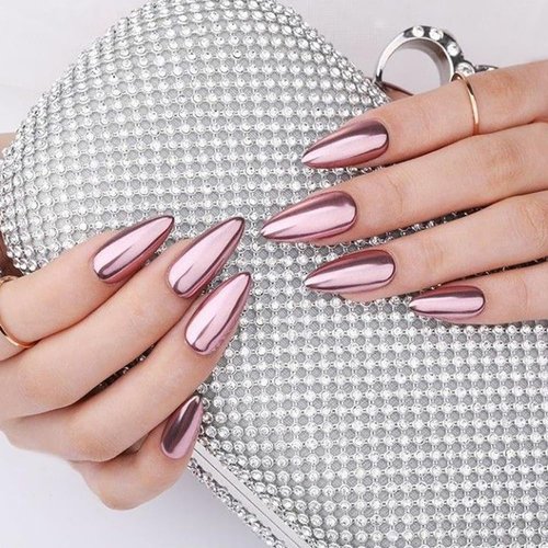 6 Colors Solid Chrome Nail Glitter Powder Set Metallic Mirror Chrome Powder for Nails, Gold Rose Gold Champagne Mutil Colors Palette Nail Pigment Powder Manicure Nail Art Decorations