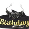 BAHABY Birthday Crown for Women It's My Birthday Sash & Rhinestone Tiara Set Princess Birthday Sash and Tiara for Women Birthday Decorations- Black