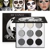 Gray Eyeshadow Palette Black Grey White Silver, Blendable Smokey Eye Eyeshadow Palette,Long Lasting Smoky Eyeshadow for Halloween SFX Clown Skull Goth Makeup Palette Look,Dark Eye Shadow Pallet- Panda