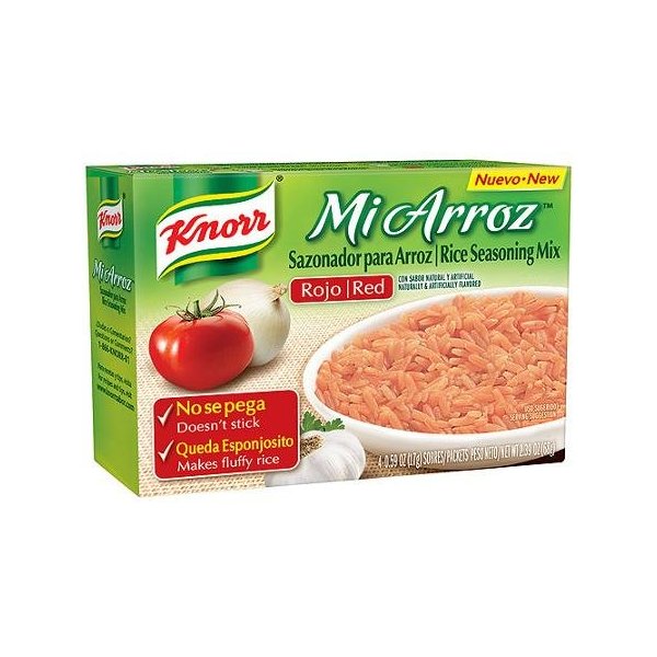 Knorr Red Rice Seasong Mix Mi Arroz - 1 Box of 4 - 0.59 Ounce Packets