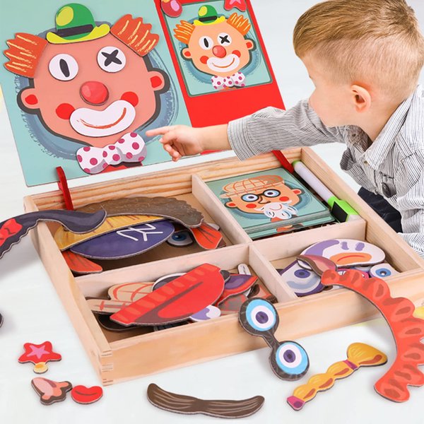 skvoker Magnetic Dress Up，Road Trip Must Haves for Kids，Face Puzzle，Learning Toy for Children，Social Emotional Learning Activities