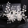 Bmirth Wedding Hair Comb Pearl Bride Headpieces Rhinestone Bridal Side Hair Accessories Hair Jewelry for Women and Girls (Flower hair comb)