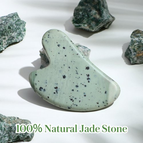 Gua Sha Facial Tools Guasha Tool Gua Sha Jade Stone for Face Skincare Facial Body Acupuncture Relieve Muscle Tensions Reduce Puffiness Festive Gifts (Yellow-green)