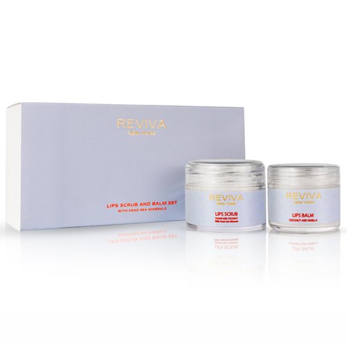 Lip Balm and Lip Scrub, Lip Moisturizer and Lip Exfoliator, Lip Treatment Set, Lip Exfoliator Scrub, Lip Care, Lip Butter, with Sugar, Coconut Oil, Shea Butter, Cocoa Butter, Sweet Almond Oil, Vanilla