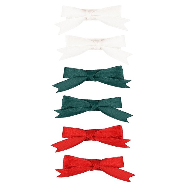 Ribbon Bow Hair Clips Small Red White Green Satin Bowknot Alligator Barrettes Pins Girls Women Baby Toddlers Teens Kids Valentines Birthday Gift Cute Headdress Decor Accessory