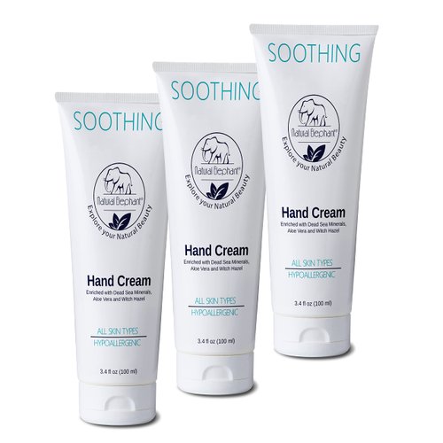Natural Elephant Dead Sea Soothing Hand Cream with Dead Sea Minerals 3.4 fl oz (Pack of 3)