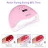 SJXING UV Gel Nail Lamp,80W Nail Dryer LED UV Light for Gel Polish-4 Timers Professional Nail Art Accessories,Curing Gel Toe Nails,Pink