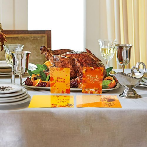 Thanksgiving Cards with Envelopes, Fall Cards, 20 Sets Thanksgiving Cards Bulk Assorted Fall Greeting Cards with Envelopes Stickers Turkey Thankful Cards Harvest Holiday Party Supply 4 Unique Designs