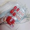 Fall Press on Nails Short Square Fake Nails Maple Leaf with Design, Glossy Full Cover Fake Nails Glitter Reusable Acrylic Nails Stick on Nails Thanksgiving Autumn Medium Square False Nails for Women