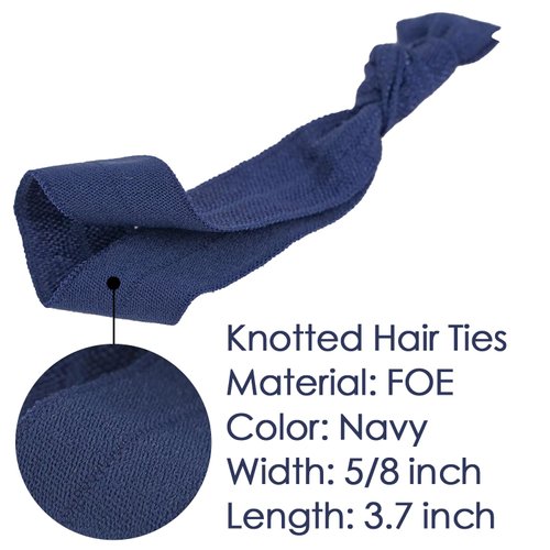 MEEDEE 100 Pack Navy Blue Elastic Hair Ties For Women No Crease Soft Elastic Ribbon Hair Ties Knotted Hair Ties No Damage Pony Tails Hair Ties Ouchless Hair Ties Yoga Hair Ties Elastic Bracelets
