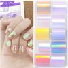 XEAOHESY 20 Rolls Gradient Aurora Glass Paper Nail Art Sticker 3D Holographic Aurora Glass Reflective Mirror Shard Effect Rainbow Thin Iridescent Cellophane Films Foil Nail Wraps for Women Nail Art