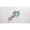 Generic Turquoise blue stone silver metal native alligator hair clip for thin fine hair
