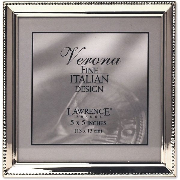 Lawrence 11655 Polished Silver Plate 5x5 Picture Frame - Bead Border Design