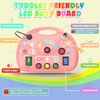 Toddler Busy Board with Led Light Switch, Travel Sensory Board Montessori Toys for Toddlers 1-3 Year Old, Baby Educational Activities Travel Essential Toys Ideal Christmas & Birthday Gift (Pink)